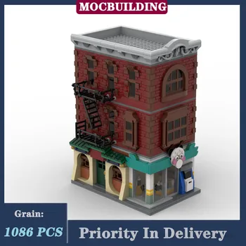 MOC City Street View Архитектура Апартамент Къща От Червени Тухли Модел Градивен елемент В Събирането на Колекция от Филми Серия Играчки Подаръци