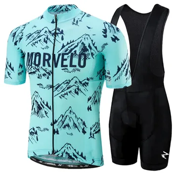 Morvelo Peaks Велосипедна Облекло Race fit облегающая Велосипедна спортни дрехи с къс ръкав Ropa de Ciclismo, Дрехи за Автомобилния Наем, Кратки костюми За мъже