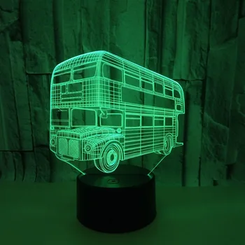 Nighdn Двойна Транзитен Автобус 3D Лампа, Акрилни нощна светлина Сензорен Прекъсвач 7 Цвята, което променя лека нощ, Детски Подарък за Рожден Ден за Деца, Момчета