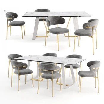 Nordic Light Луксозен стол за хранене Модерна минималистичная мебели с гръб от ковано желязо и Цветни трапезни столове от пяна с памет ефект