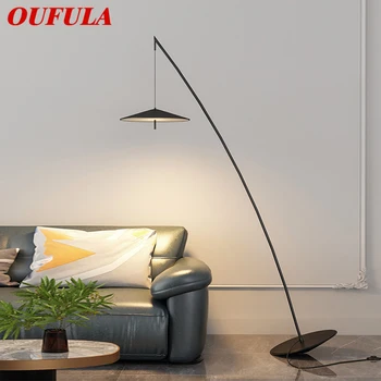 OUFULA Скандинавски черно под лампа за Риболов, модерна семейна хол в близост до с мека мебел, творчески led декоративна лампа
