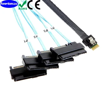 PCI-E Ultraport Slimline SAS 4.0 38pin СФФ-8654 от 4и до 4X СФФ-8482 с 15П SATA 2 в 1 сървърното целеви кабел