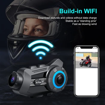 S3 Plus Мотоциклетът Камера Ultra HD 2K 1440P 30FPS Видео с Широкоъгълен Резолюция 135 Градуса Bluetooth 5.1 Група от 6 Състезатели 2000М VS R3