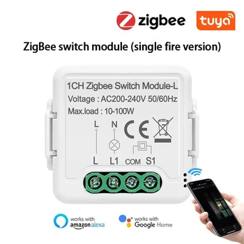 Sasha Zigbee Smart Switch Модул Реле Превключвател Светлина 1 2 3 Банди Не се Изисква Неутрални Smart Life APP Гласова Дистанционно Управление AC200-240V