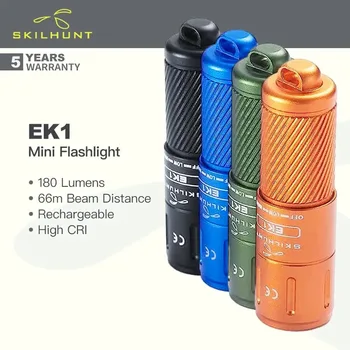 SKILHUNT EK1 180 Лумена EDC Мини Малък Ключодържател-USB-C, Акумулаторна батерия led Фенерче Poket Факел, Открит Дневен Къмпинг Туризъм, Езда