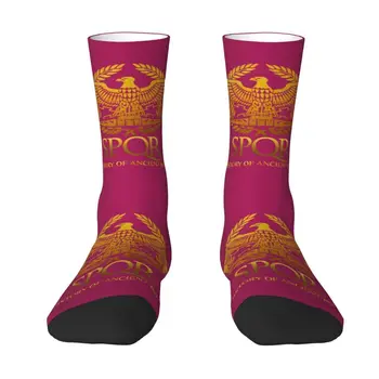 SPQR, мъжки чорапи за екипажа в Римската империя, Унисекс, емблемата на Императорския златен орел, Пролет-лято, Есен-зима, чорапи под роклята