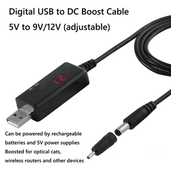 USB в повишаващ преобразувател на постоянен ток от 5 до 9 В 12 ПРЕЗ USB в повишаващ преобразувател Кабел + 3,5x1,35-мм жак за захранване/зарядно устройство/инвертор мощност