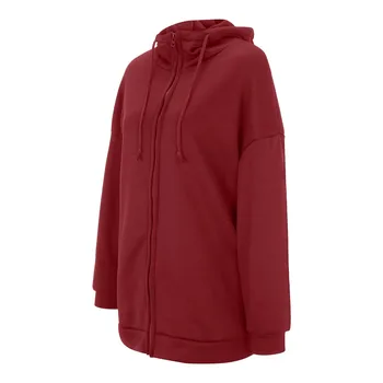 Women ' S Casual Solid Color Pocket Sweater Hooded Jacket якета, есенни женски Chaquetas Para Mujer Elegante яке дамски