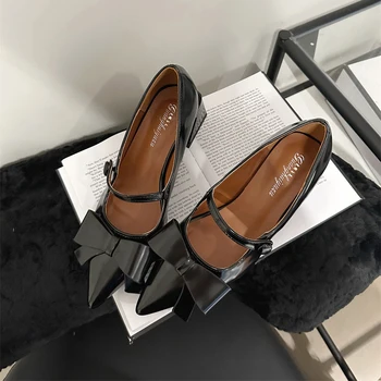 ZOOKERLIN, остър лък, дамски обувки от естествена кожа с катарама, Летни дамски обувки-лодка на дебелите ток, обикновен елегантен модел обувки