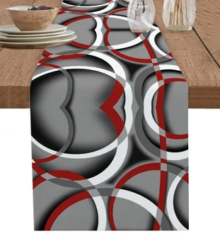Абстрактна геометрична Модерна Художествена Червена Настолна Пътека Интериор на Кухненско масата за Хранене, покривки за маси, декорация на сватбени тържества, Настолна Пътека