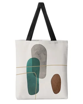 Абстрактно изкуство, гваш, Дамски холщовая чанта-тоут Голям капацитет за пазаруване, Дамски, Женски, Космически, за Многократна употреба, Еко-чанта за рамо и за студенти