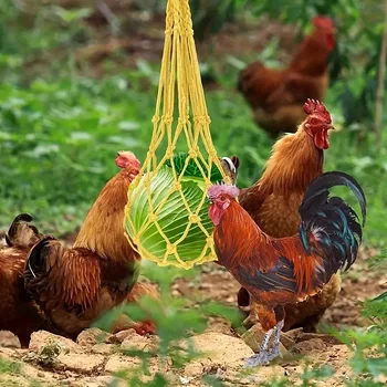 Авоська за пиле и плодове с плетене на една кука, ръчно тъкани от найлон с въжета, издръжлив материал, подходящ за домати, мрежа за хранене царевица