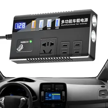 Автомобилен инвертор на постоянен ток в променлив USB от 12 до 24 до 220 v, адаптер за зарядно устройство, Консумативи за превозни средства, Инвертор с цифров дисплей за самобръсначки