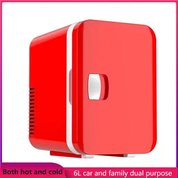 Автомобилен хладилник 6Л За колата и дома с Двойна употреба, Малък хладилник за студена и топла вода, Охлаждане на напитки, зареждане с грим, Подарък хладилник