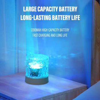 Акумулаторна проект 3D Водна Вълни Акрилни лека нощ на дървена led основа на USB Динамично лампа с пламък в атмосферата декор спални