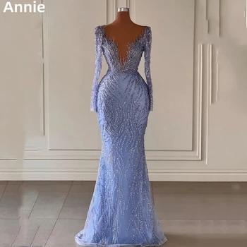 Ани елегантна дама с рокля за бала луксозни ръчно изработени с пайети вечерна рокля 2023 син Арабската Дама فساتين سهره فاخره 2023