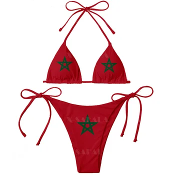 Африканска държава Либия, Мароко, Руанда, Танзания, Флаг, 3D Принт, Женски Комплект Микро Бикини, Лятна Плажни Дрехи, Секси Плажни Бански костюми