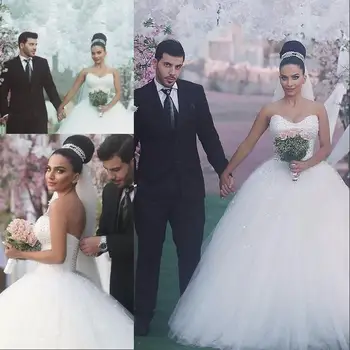 Бална рокля Перли Турция Принцеса Скъпа Булчинска рокля по поръчка Сватбена рокля на Булката