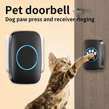 Безжичен звънец CACAZI за кучета, домашни любимци, Водоустойчив звънец за кучета, камбанка за приучения на обличане, Сензорен бутон, движение, звънец за домашни любимци