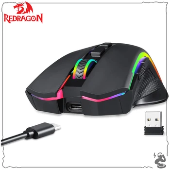 Безжична детска мишката Redragon M602KS с RGB Подсветка 8000 точки на инч, Програмируеми бутони, Мишката за Запис на макроси, Мишки за КОМПЮТЪР, лаптоп, Геймър
