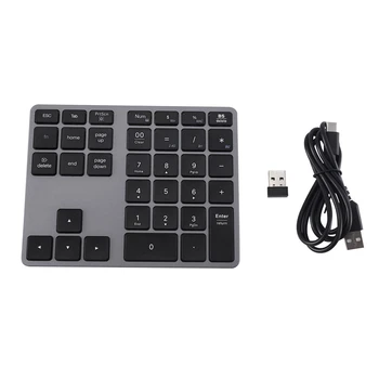 Безжична цифрова клавиатура Bluetooth версия 5.0, 35 клавиши, цифрова клавиатура за персонален КОМПЮТЪР с Windows, Android, таблет, лаптоп, тъмно-сив