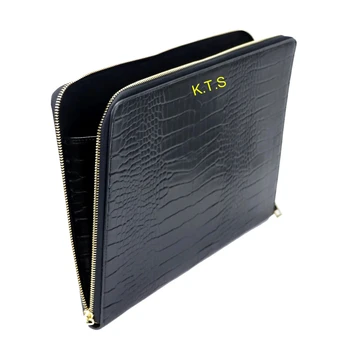 Безплатна индивидуална чанта за лаптоп с букви за Macbook 13 инча, куфарче от изкуствена кожа с крокодиловым модел, Сафьяновая пътна чанта