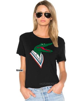 Безплатна тениска от памук с къс ръкав и принтом крокодил от Lacoaste X Jean-micheI Tixier за мъже и жени