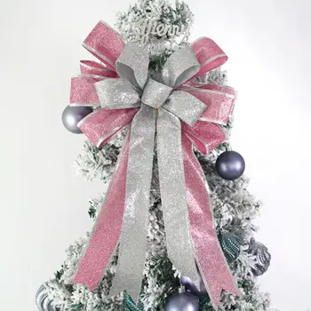 Блестяща пудра на прах, Коледна лък, Блестящ брилянтен лък, Празничен размер, многократна употреба Коледна украса за Коледната елха, подарък кутия