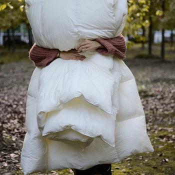 Бяло Пушистое одеяло от естествени растителни влакна Four Seasons Duvet с стегаными завивки