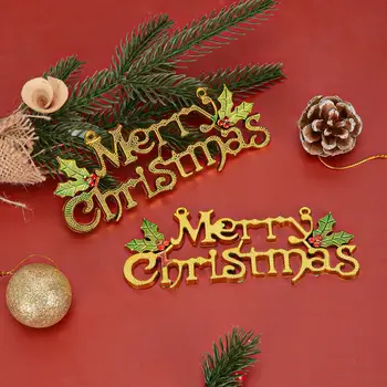 Весела Коледа, Подвесная Вратата, Празнична украса, Златисто-Сребрист 3D Окачен знак, Коледа