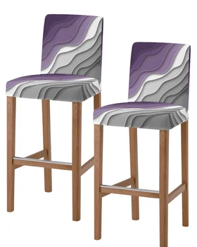 Виолетово-сив Градиентный абстрактен калъф за бар стол за сядане, калъфи за столове с къса облегалка, Еластични, Меки защитни калъфи за столове за банкет, на хотел