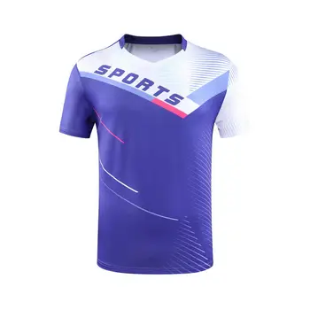 Висококачествена мъжка риза за бадминтон на едро, дрехи за тренировки по тенис на поръчка, в два цвята тениска с V-образно деколте