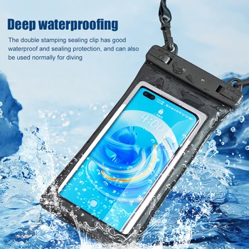 Водоустойчив калъф за телефони, чанти за гмуркане с чувствителен на допир екран, Прозрачно защитно фолио за мобилен телефон с лямками за гмуркане под вода