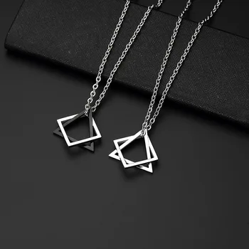 Геометричен Квадратен Триъгълни мъжки медальон за мъже от с сплав, съвременно, модерно улично колие с геометрична полагане