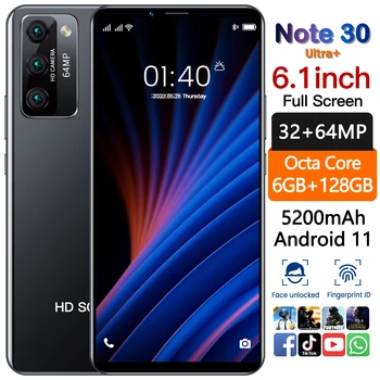 Глобалната версия на 2023 HTM Note30 Ultra Android Смартфон 11 Мобилни телефони на Ниска цена 128 GB ROM Телефон 5200 mah 6,1-инчов мобилни телефони
