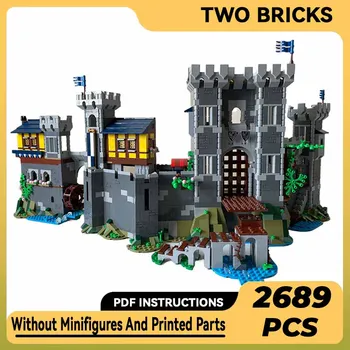 Градивните елементи на Moc, модел крепост, Замък Син на рицар, Технически тухли, монтаж със собствените си ръце, строителни играчки за детски празнични подаръци