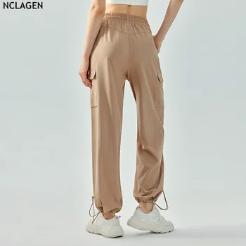 Дамски Спортни панталони NCLAGEN с висока талия и завязками, широки панталони за отслабване, Фитнес, Бягане на открито