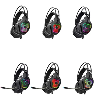 Детска слушалки с съраунд звук 7.1 с микрофон с шумопотискане Слушалки с RGB подсветка