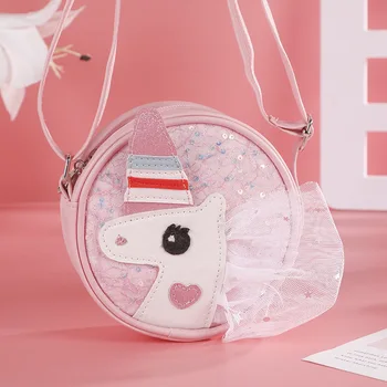 Детски Мини-кръг на чантата-клатч, мультяшные сладко чанта през рамо за жени, детски кесия за монети, чантата за момичета, чанта през рамо