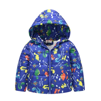 Детско зимно яке за момчета и момичета, нова топла памучен горна дреха с качулка и анимационни принтом, удебелена модни детски дрехи 2-7 години