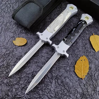 Джобен тактически италиански мафиозный AKC AU.Сгъваем нож с острие 440C, инкрустирани цинковым сплав, акрилни химикалки, инструмент за къмпинг, Лов