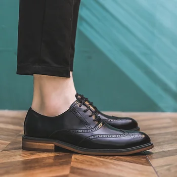 Дишаща Нова мъжки Ежедневни обувки в бизнес стил, Кожени обувки с перфорации тип 