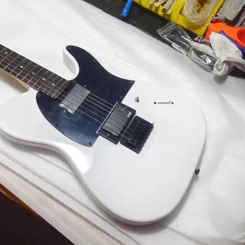 Електрическа китара Telecaster, бял лъскав корпус от клен, аксесоари, черен на цвят, в наличност, включително доставка
