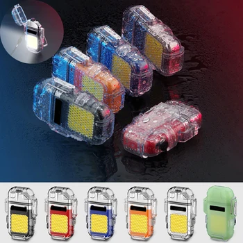 Електрически фенер, Прозрачна, Водоустойчива Запалка, Плазма Двухдуговая Ветрозащитная Запалка, USB Акумулаторни Запалки, Подарък за нощуване на открито