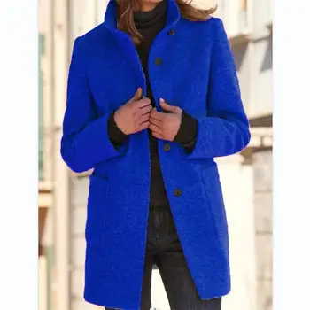 Жена вълна палто, есенно-зимна новост, Европа и Съединените Щати, яка-часова, винтажное однотонное женски вълна палто