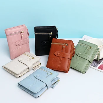 Жена чантата с прости ретро-нитове, Кратък чантата, портмонето, Притежателите на карти, чанта за момичета, Малко в чантата си, Дамски портфейл