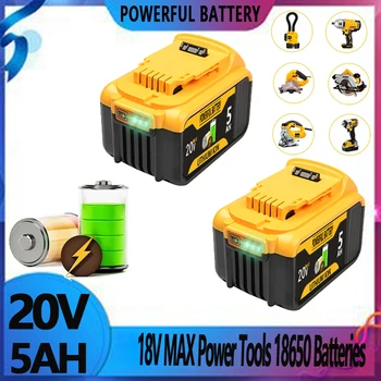 За DeWalt 20V 5000mAh Оригинална литиево-йонни батерии 18650 За електрически инструменти DeWalt, DCB205 DCB204-2 DCB206