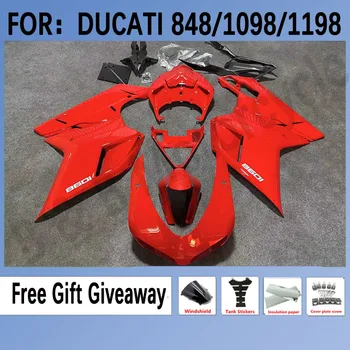 За DUCATI 848 1098 и 1198 въз основа на 2007-2012 Кожух, Комплект Мотоциклетни Обтекателей Подходящ за Ducati 848 1098 Комплект Обтекателей на купето Червен