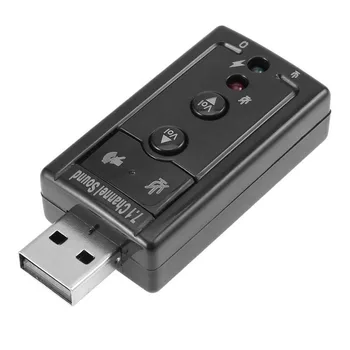 За настолен компютър, лаптоп, звукова карта USB 7,1, 3,5 мм, микрофон жак за слушалки, аудиоадаптера