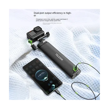 Зарядно устройство ще захранване на селфи-стик TELESIN, 10000 ма, Универсално захранване за спортна камера Gopro Insta360 за смартфон